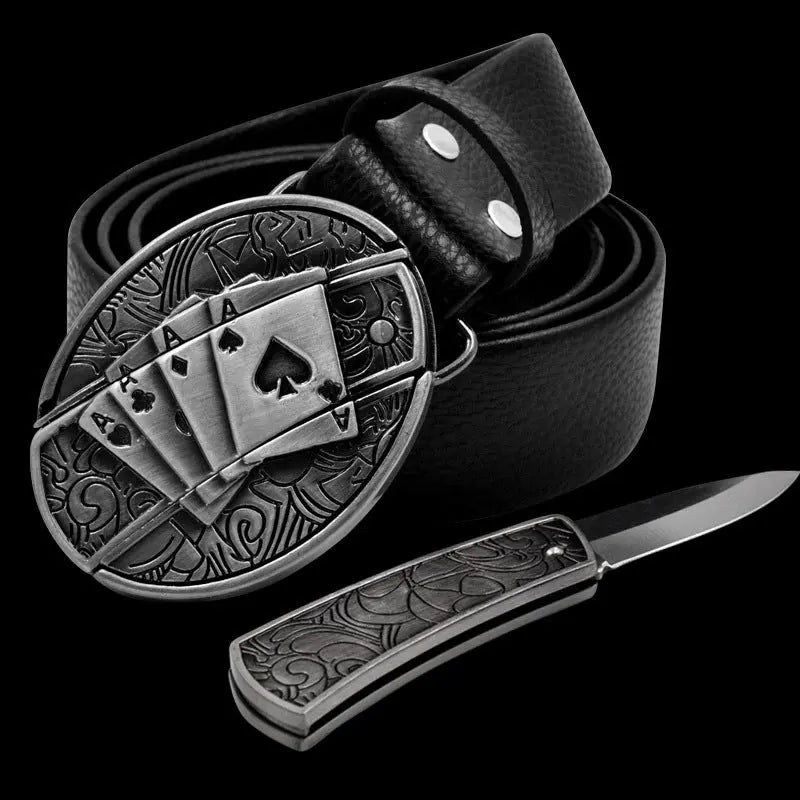 Self Defense Belt With Smooth Buckle And Knife On Guard Everywhere