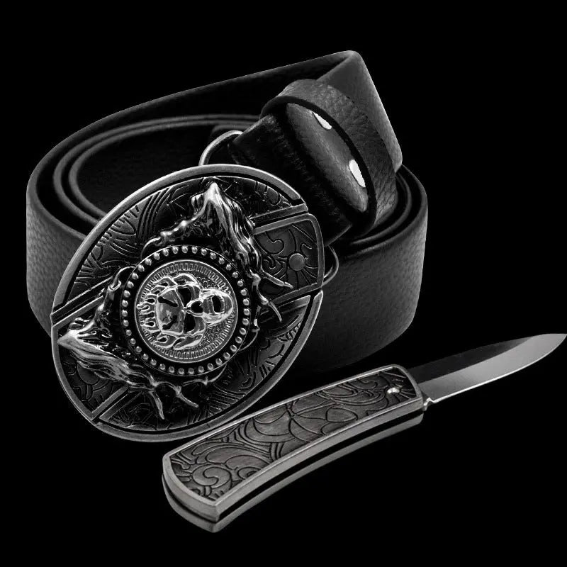 Self Defense Belt With Smooth Buckle And Knife On Guard Everywhere
