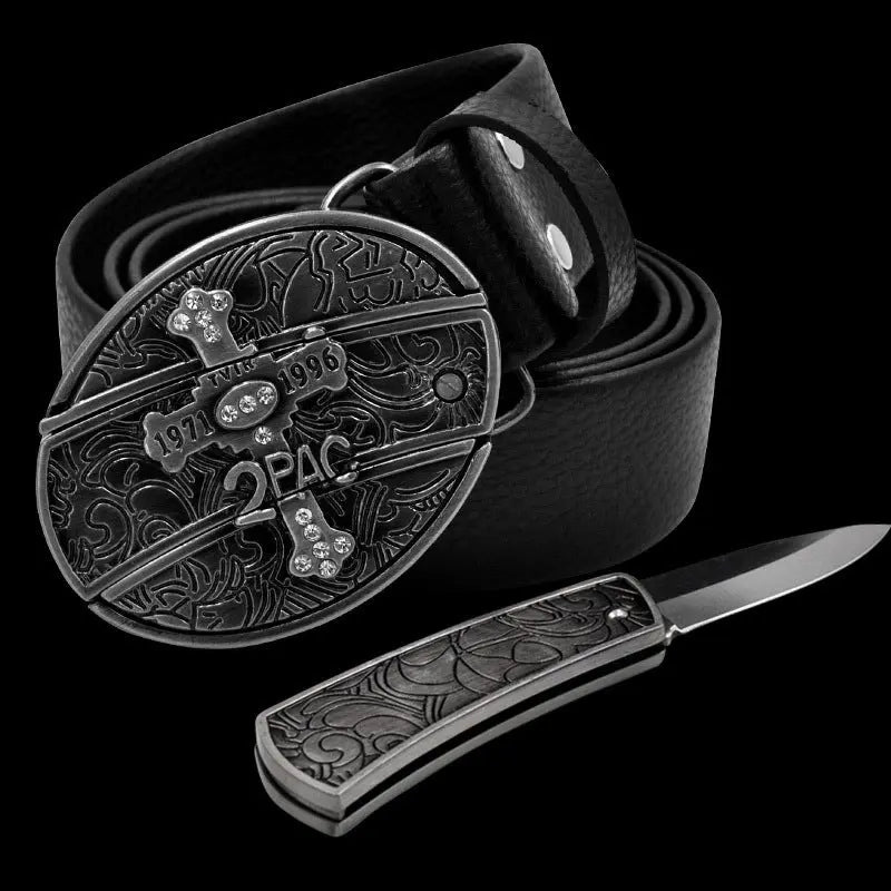 Self Defense Belt With Smooth Buckle And Knife On Guard Everywhere