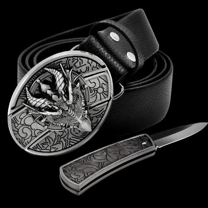 Self Defense Belt With Smooth Buckle And Knife On Guard Everywhere
