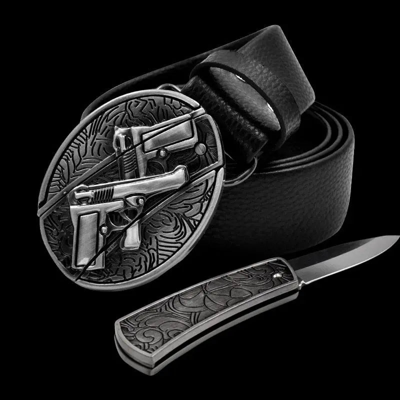 Self Defense Belt With Smooth Buckle And Knife On Guard Everywhere