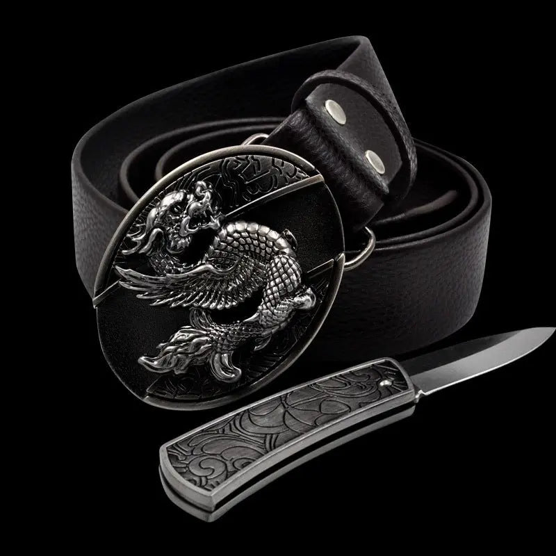 Self Defense Belt With Smooth Buckle And Knife On Guard Everywhere