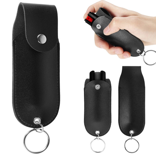 Pepper Spray Pouch PU Leather Pepper Spray Holster Mini Portable Top Flap Pepper Spray Holder Self Defense Spray Keychain On Guard Everywhere