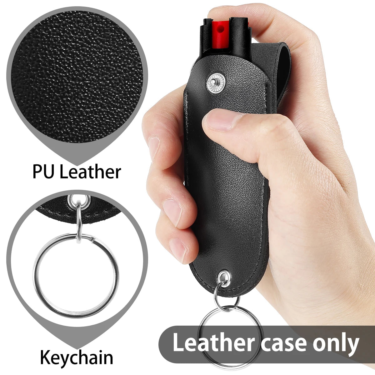 Pepper Spray Pouch PU Leather Pepper Spray Holster Mini Portable Top Flap Pepper Spray Holder Self Defense Spray Keychain On Guard Everywhere