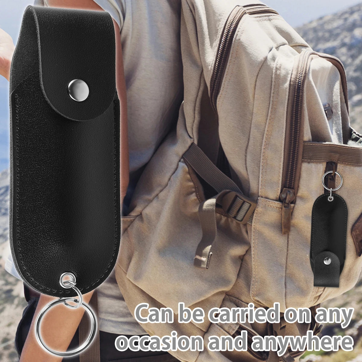 Pepper Spray Pouch PU Leather Pepper Spray Holster Mini Portable Top Flap Pepper Spray Holder Self Defense Spray Keychain On Guard Everywhere