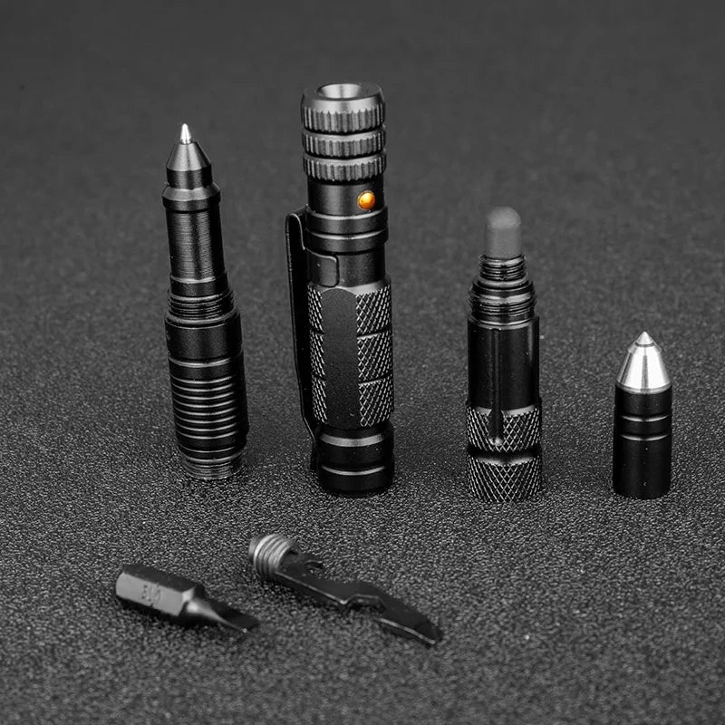 Multifunction Portable 10-In-1 Tactical Pen Outdoor Survival Self Rescue Emergency Flashlight Defense Rescue EDC Protection Tool On Guard Everywhere