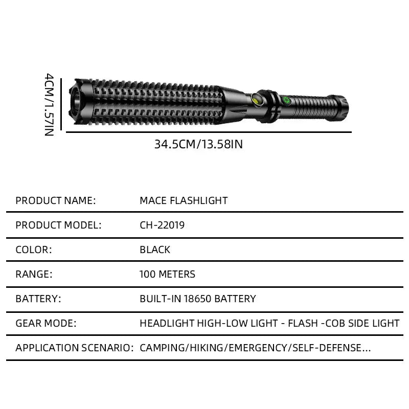Spike lamp pole strong light charging outdoor ultra-bright multifunctional car self-defense window patrol flashlight On Guard Everywhere