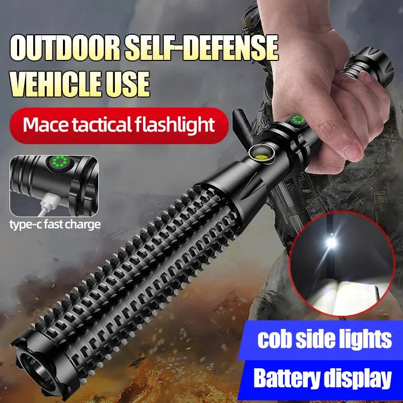 Spike lamp pole strong light charging outdoor ultra-bright multifunctional car self-defense window patrol flashlight On Guard Everywhere