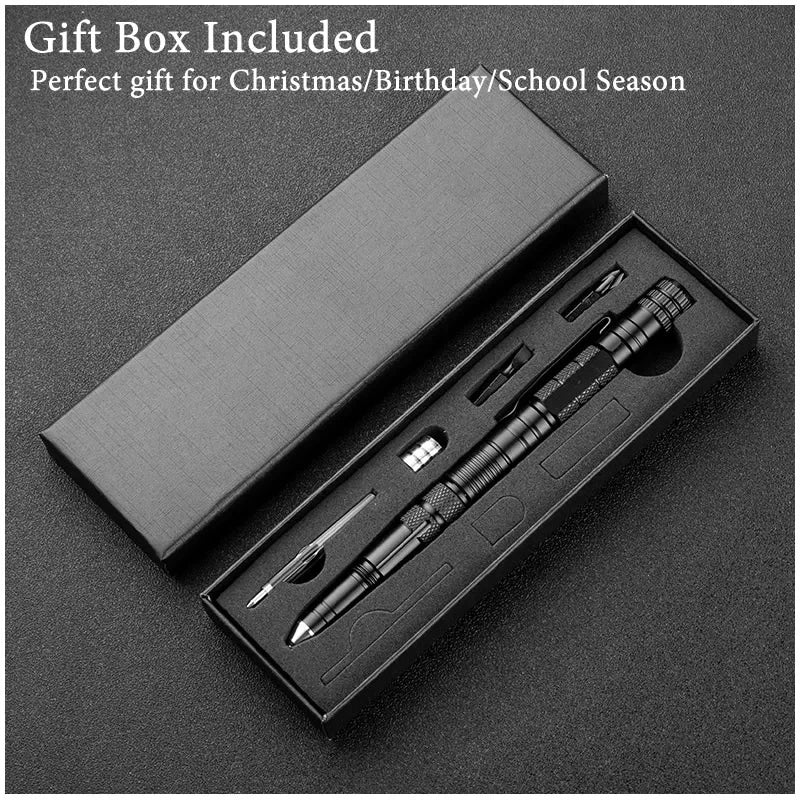 Multifunction Portable 10-In-1 Tactical Pen Outdoor Survival Self Rescue Emergency Flashlight Defense Rescue EDC Protection Tool On Guard Everywhere