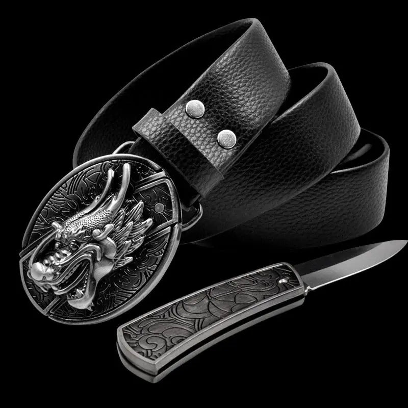 Self Defense Belt With Smooth Buckle And Knife On Guard Everywhere