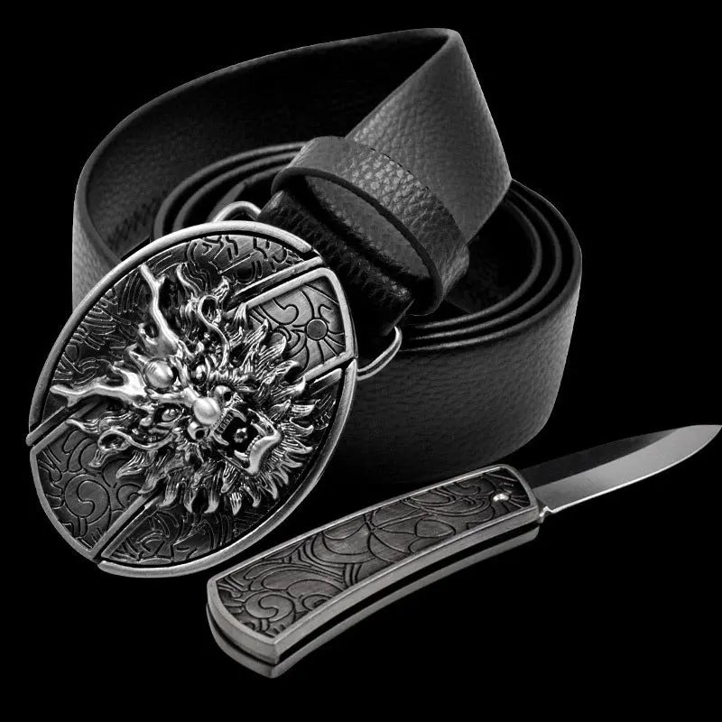 Self Defense Belt With Smooth Buckle And Knife On Guard Everywhere