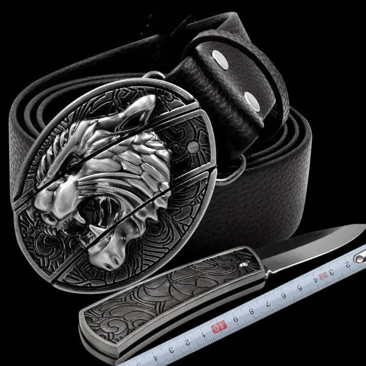 Self Defense Belt With Smooth Buckle And Knife On Guard Everywhere