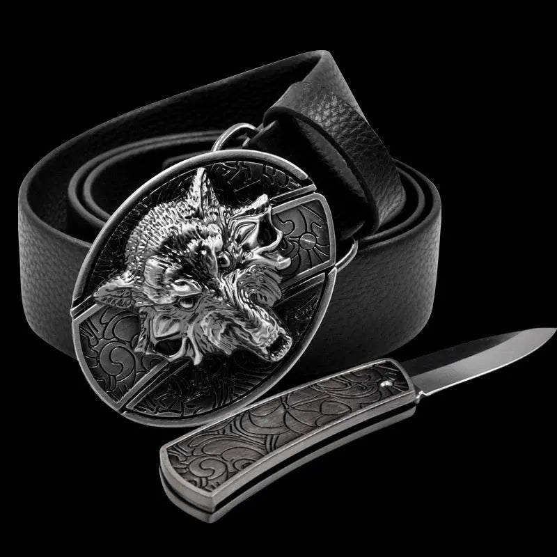 Self Defense Belt With Smooth Buckle And Knife On Guard Everywhere
