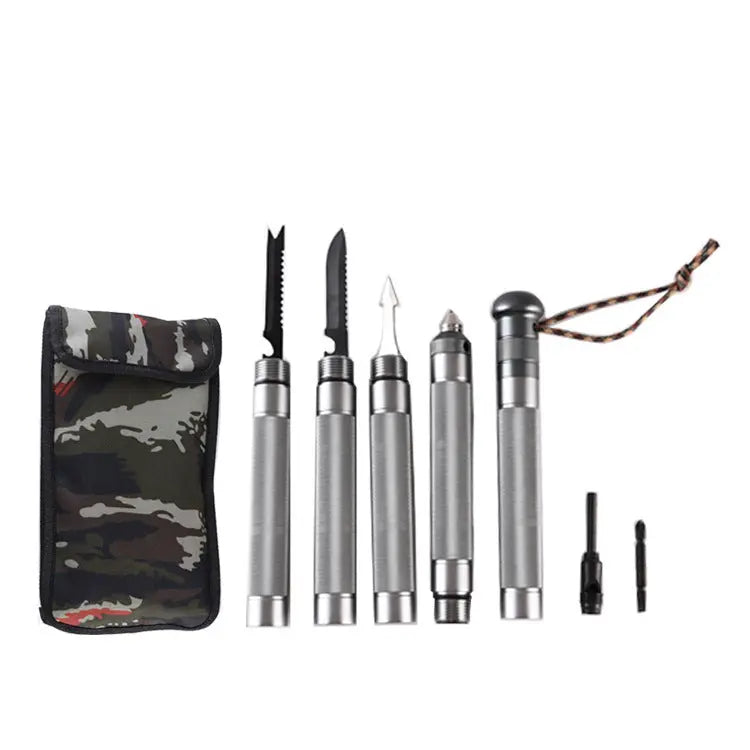 Outdoor Folding Self-defense Survival Walking Stick Equipment Outdoor Hiking Multifunction Trekking Poles On Guard Everywhere