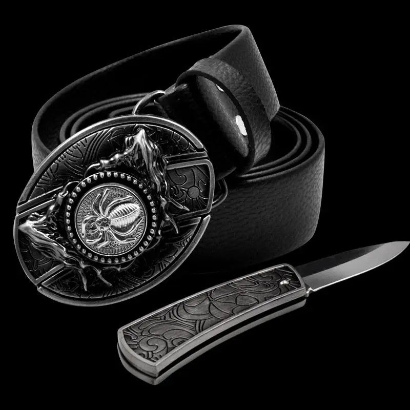 Self Defense Belt With Smooth Buckle And Knife On Guard Everywhere