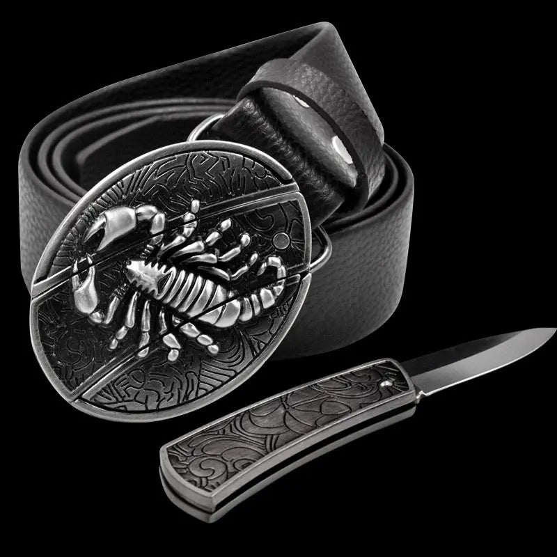 Self Defense Belt With Smooth Buckle And Knife On Guard Everywhere