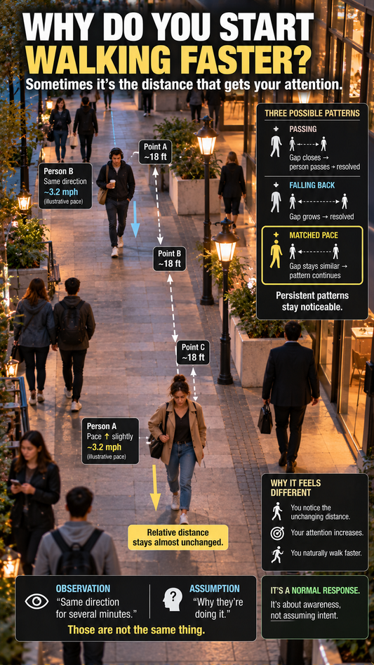 Why You Speed Up When Someone Behind You Is Walking at Almost the Same Pace — The Uncomfortable Distance Problem
