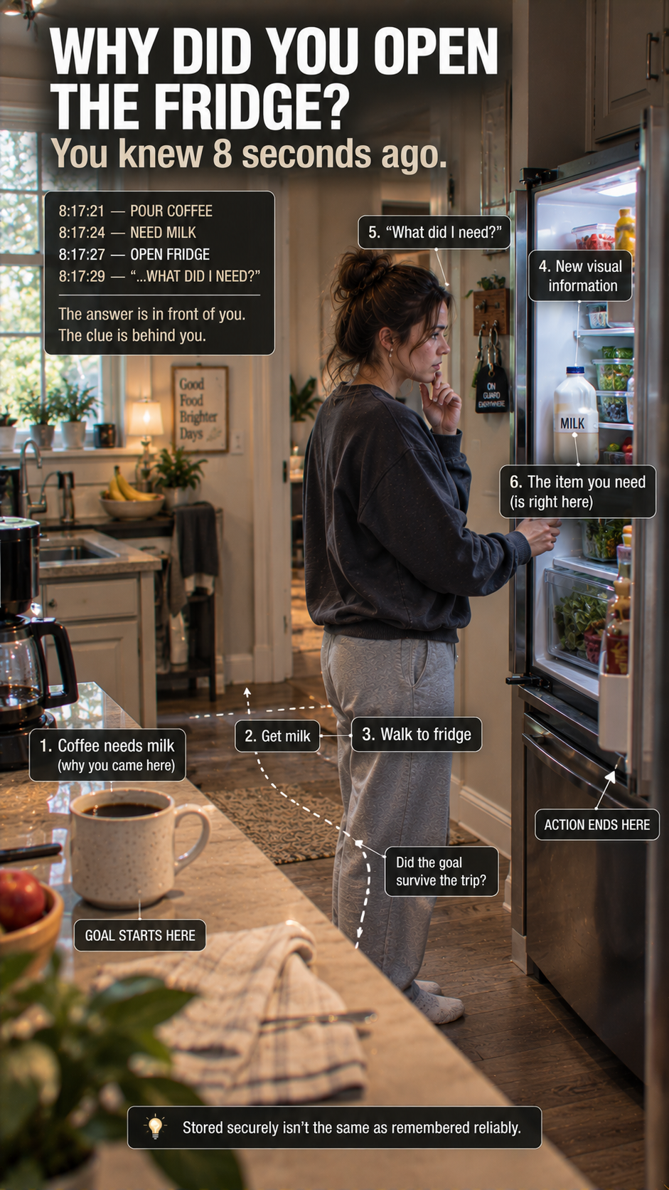 Why You Open the Fridge and Forget What You Wanted — The Goal-Switch Glitch