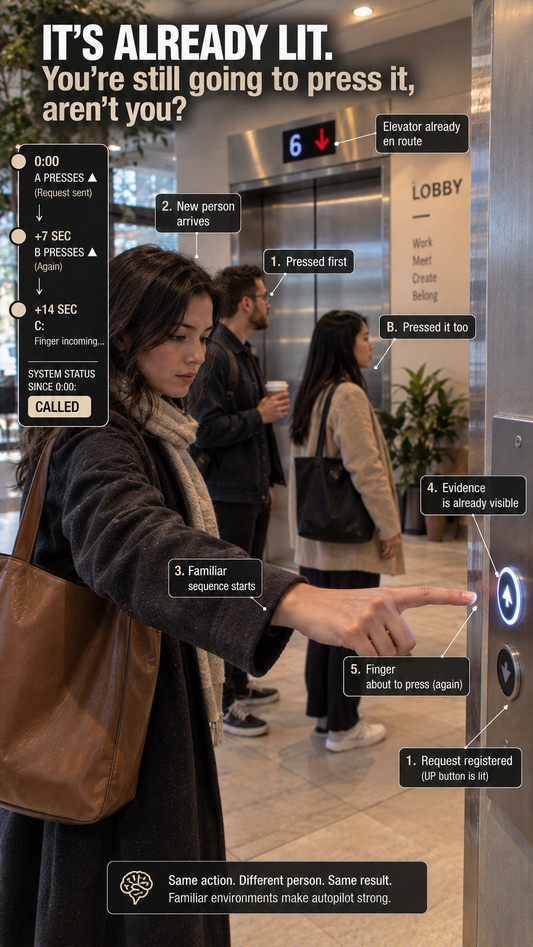 Why You Press an Elevator Button That’s Already Lit — The Confirmation Tap
