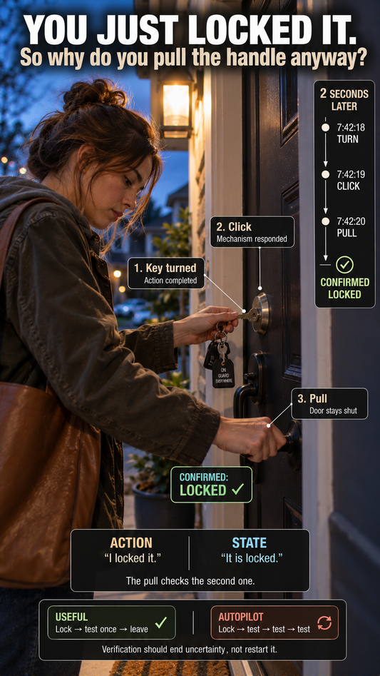 Why You Pull on a Door Right After Locking It — The Physical Confirmation Habit